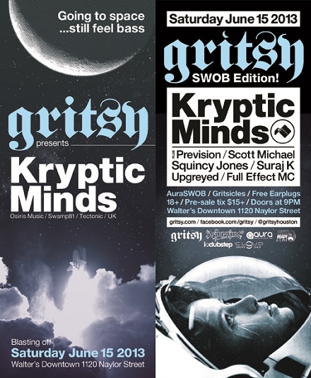 GRITSY SWOB EDITION w/ KRYPTIC MINDS SATURDAY, JUNE 15TH @ WALTER’S!
